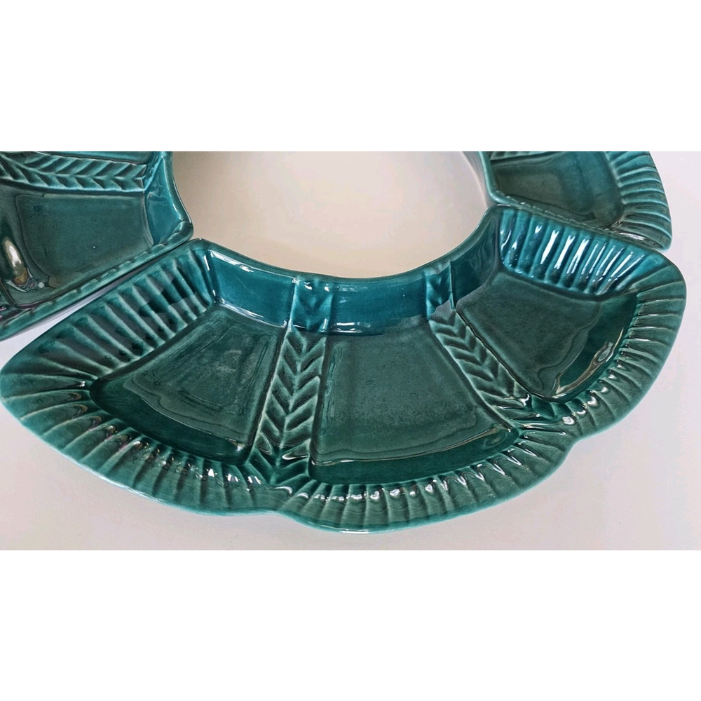 MCM California Pottery Turquoise #895 Lazy Susan 3-Piece Serving Tray Set - Picture 8 of 12
